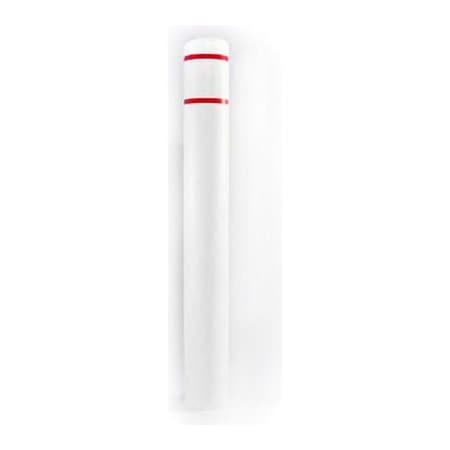 Post Guard Post Guard Bollard Cover, 7" Dia. x 52"H, White W/ Red Tape, 7X52WR 7X52WR